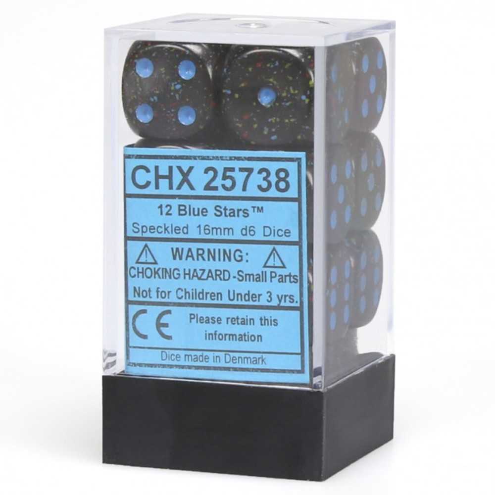D6 Cube16mm Sp Blue Stars (12)