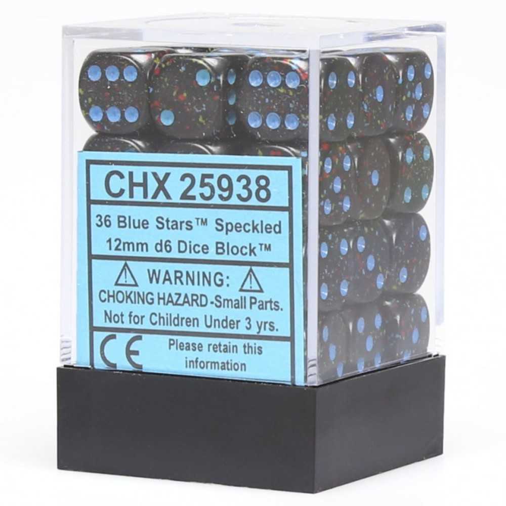 D6 Cube12mm Sp Blue Stars (36)