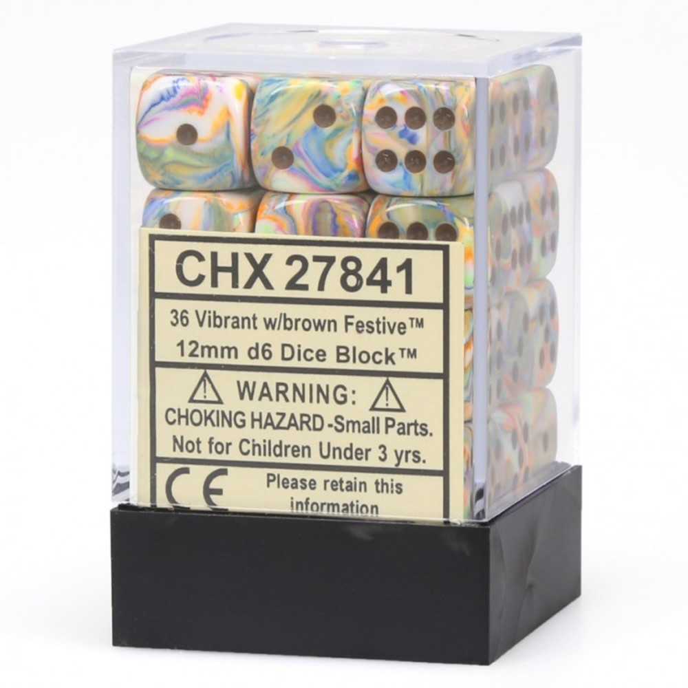 D6 Cube12mm Festive Vibrant/Br (36)