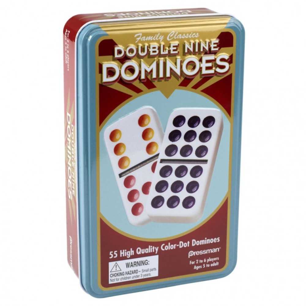 Double Nine Color Dot Dominoes In Tin