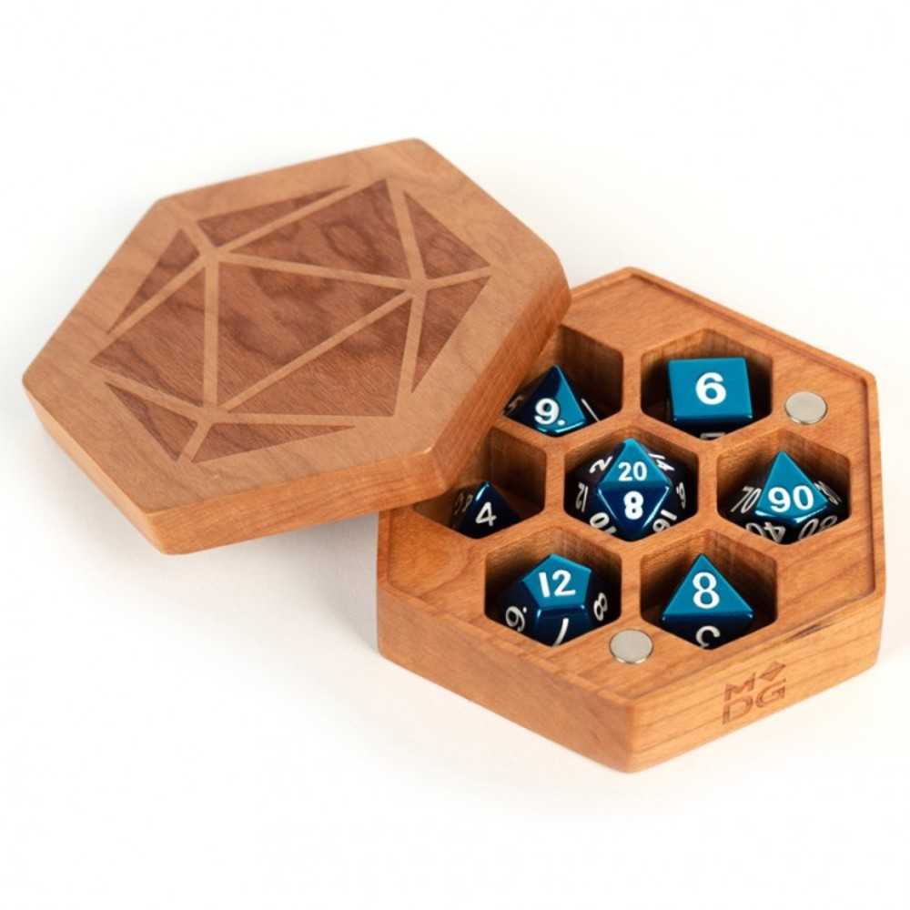 Wood Hexagon Dice Case: Cherry