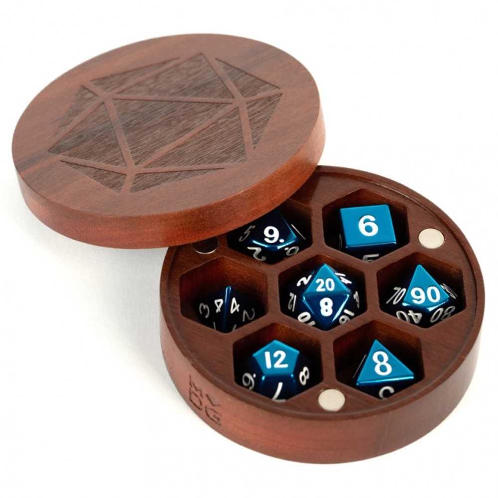 Wood Round Chest Dice Case: Purple Heart