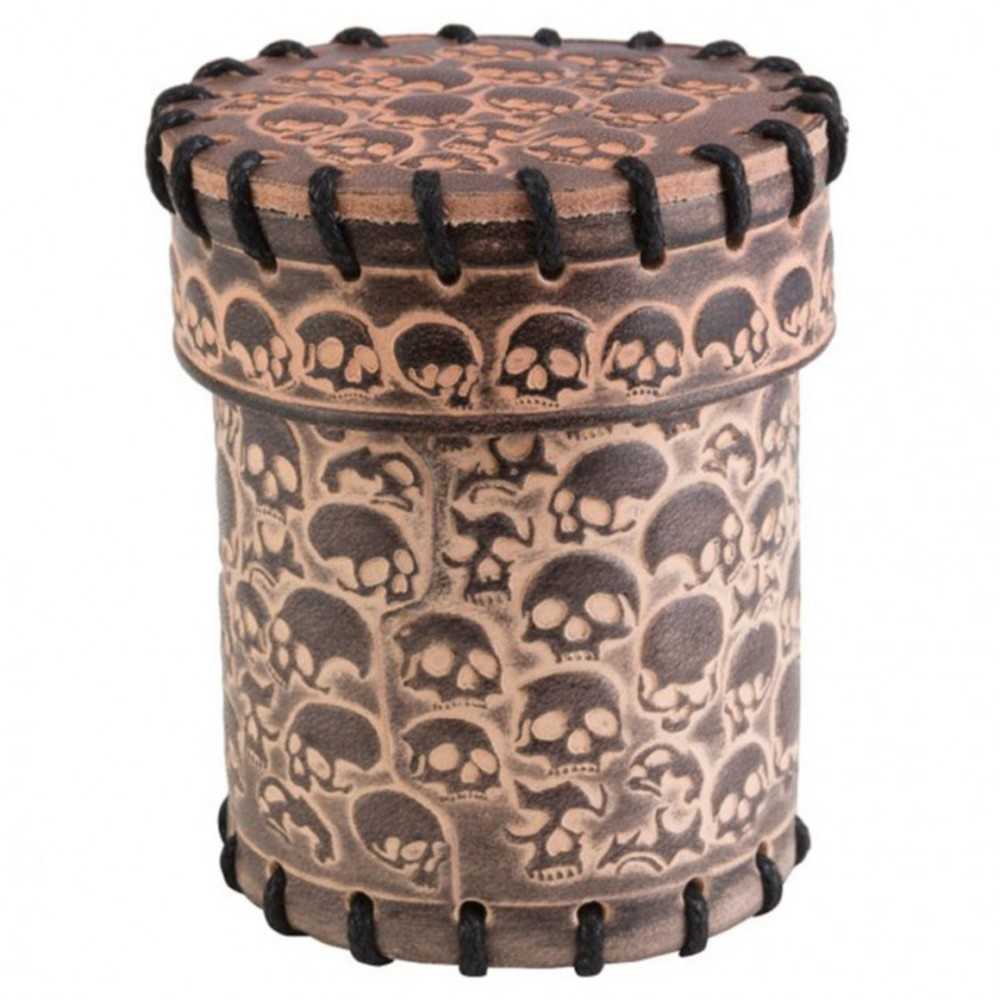 Skully Beige Leather Dice Cup