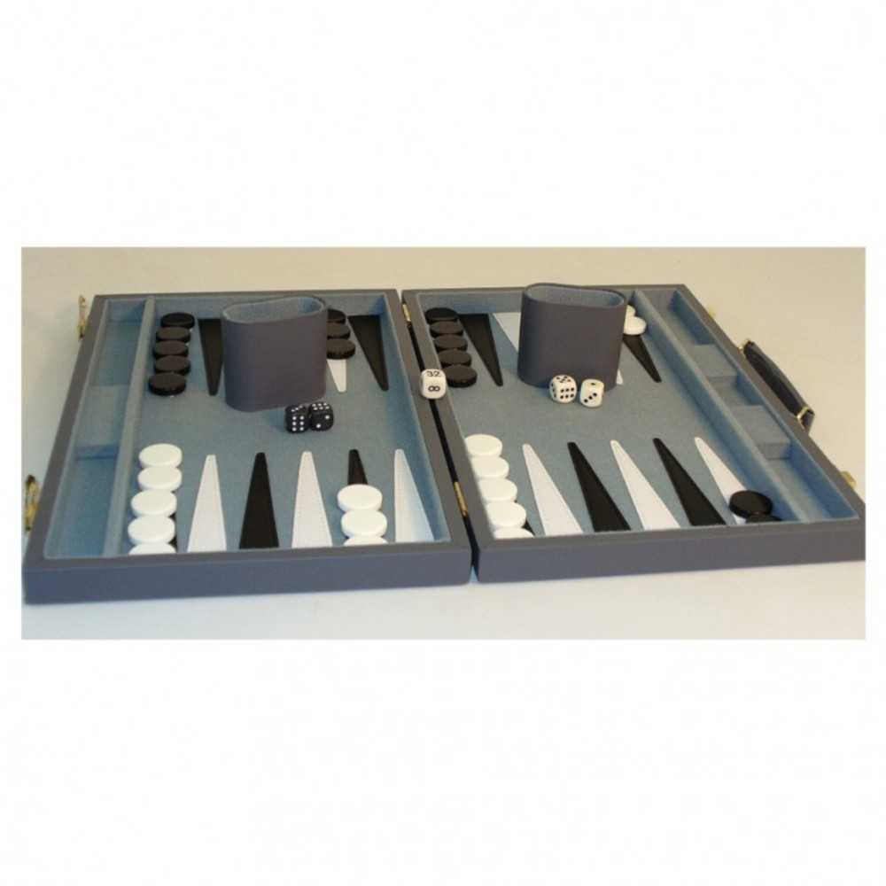 Backgammon Set: 15 In. Grey Vinyl