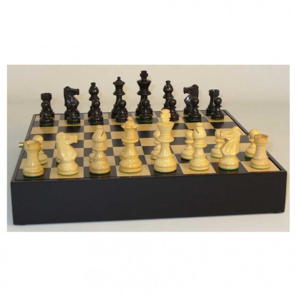 3 In. Black French Chess Set On Chest