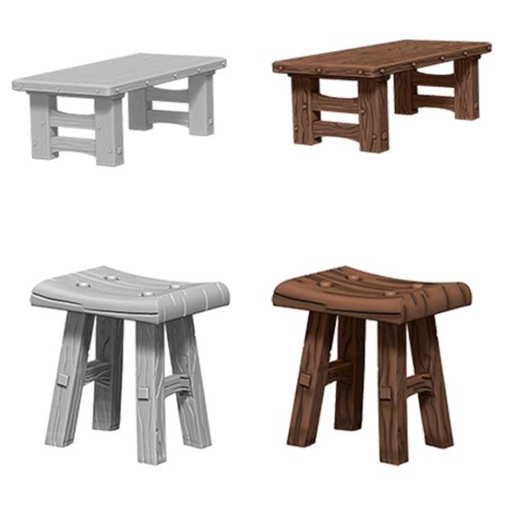 Wzk DC: Wooden Table & Stools W4