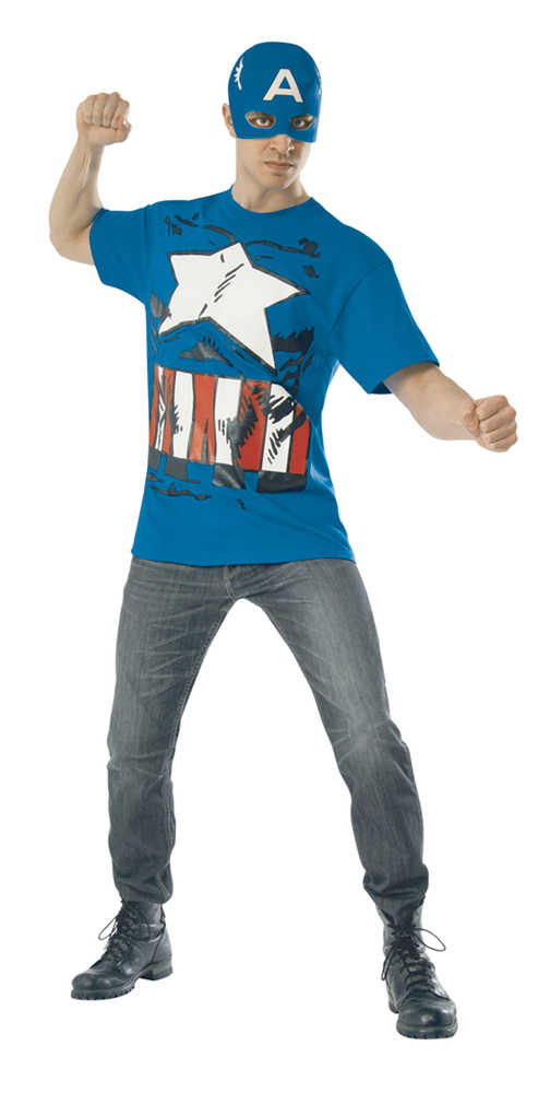 Marvel Captain America T-Shirt with Mask LG 