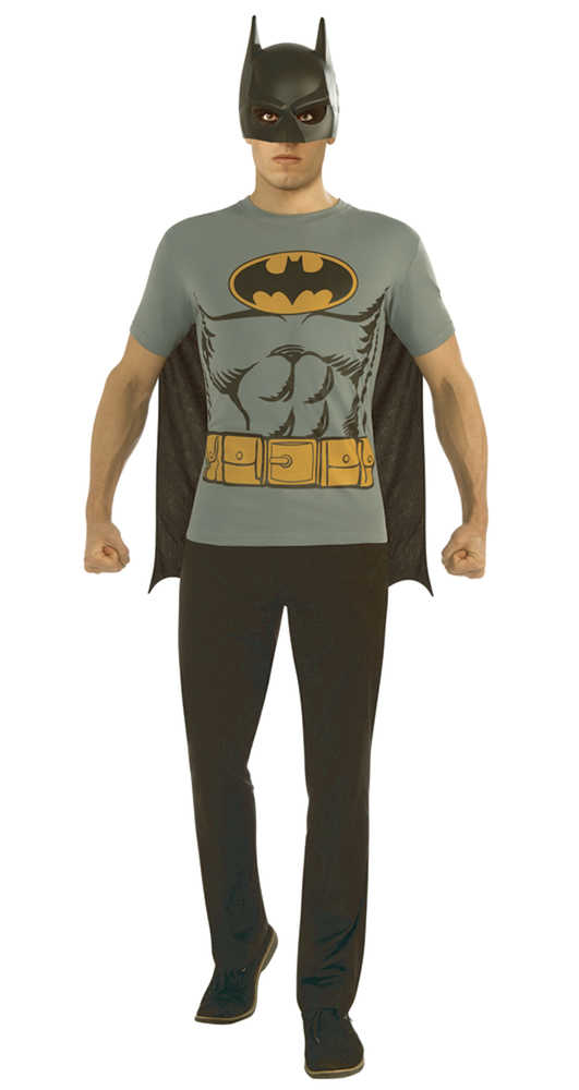 DC Batman T-Shirt with Mask & Cape XL 