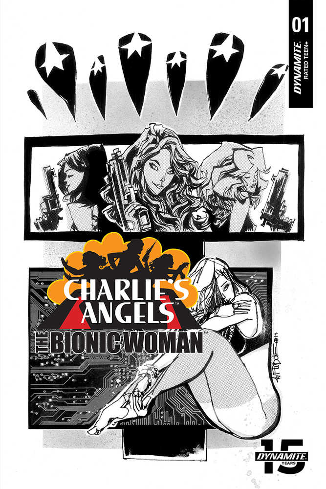 Charlies Angels vs Bionic Woman #1 10 Copy Mahfood Black & White Variant Edition