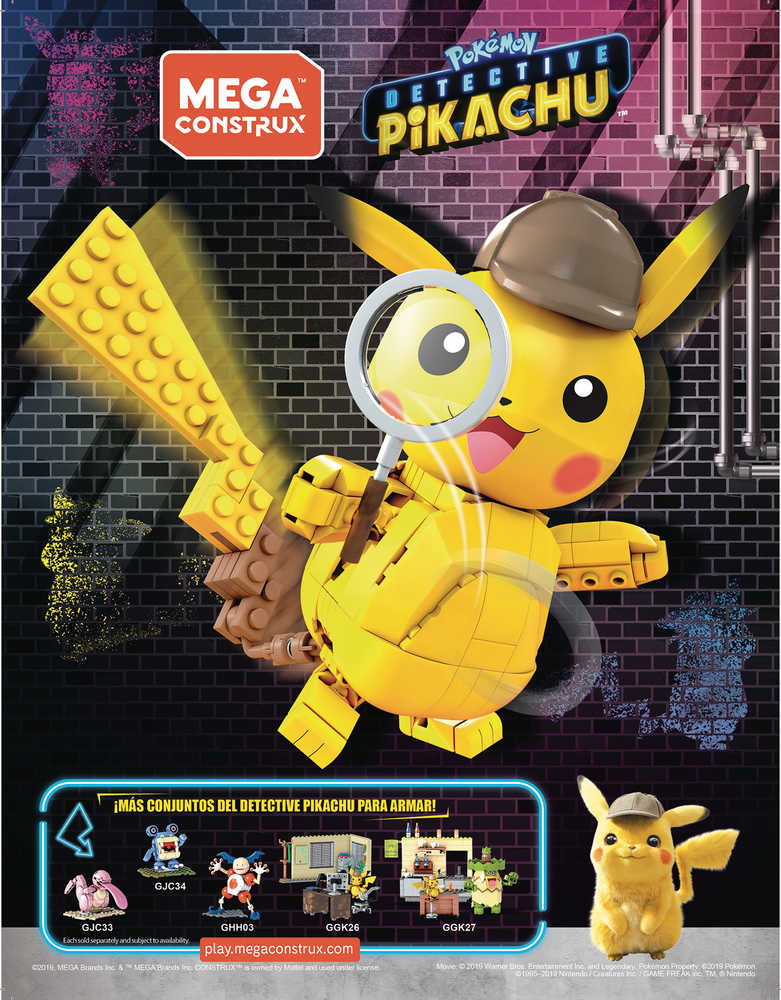 Mega Construx Pokemon Det Pikachu MED Figure Set Case  