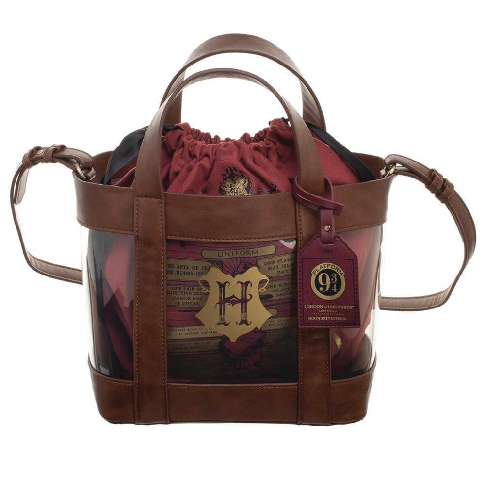 Harry Potter Hogwarts Clear Tote W/Cinch Bag 