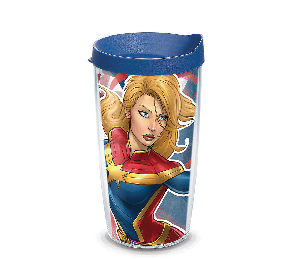 Captain Marvel Comic 16 Oz Tumbler W/Lid 