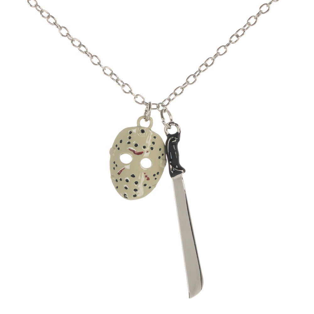 Friday The 13 Th Jason Mask & Machete Charm Necklace 