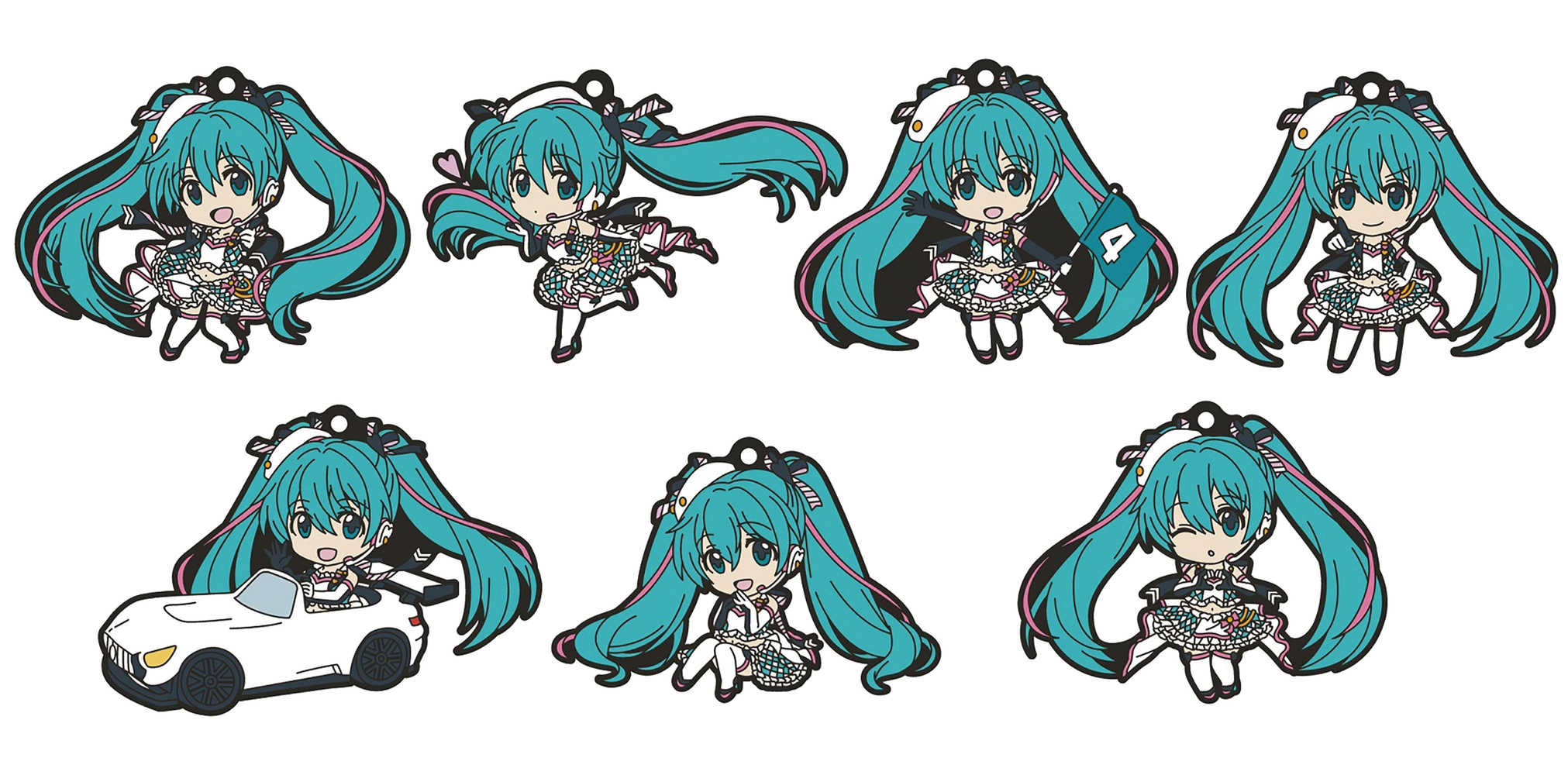 Racing Miku 2019 Nendoroid Plus Keychain 7 Pc Blind Mystery Box Display 