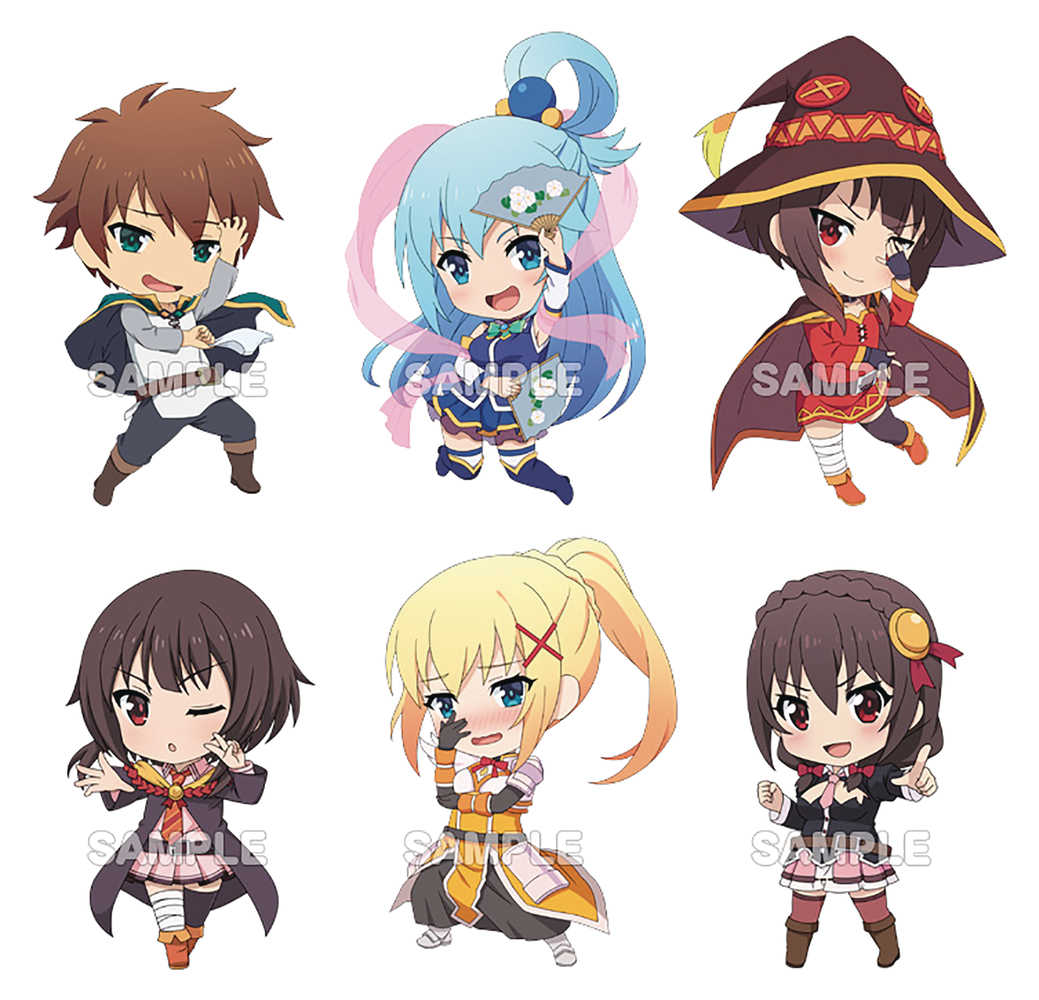 Kono Subarashii Nendoroid Plus Keychain 6 Pc Blind Mystery Box Display 