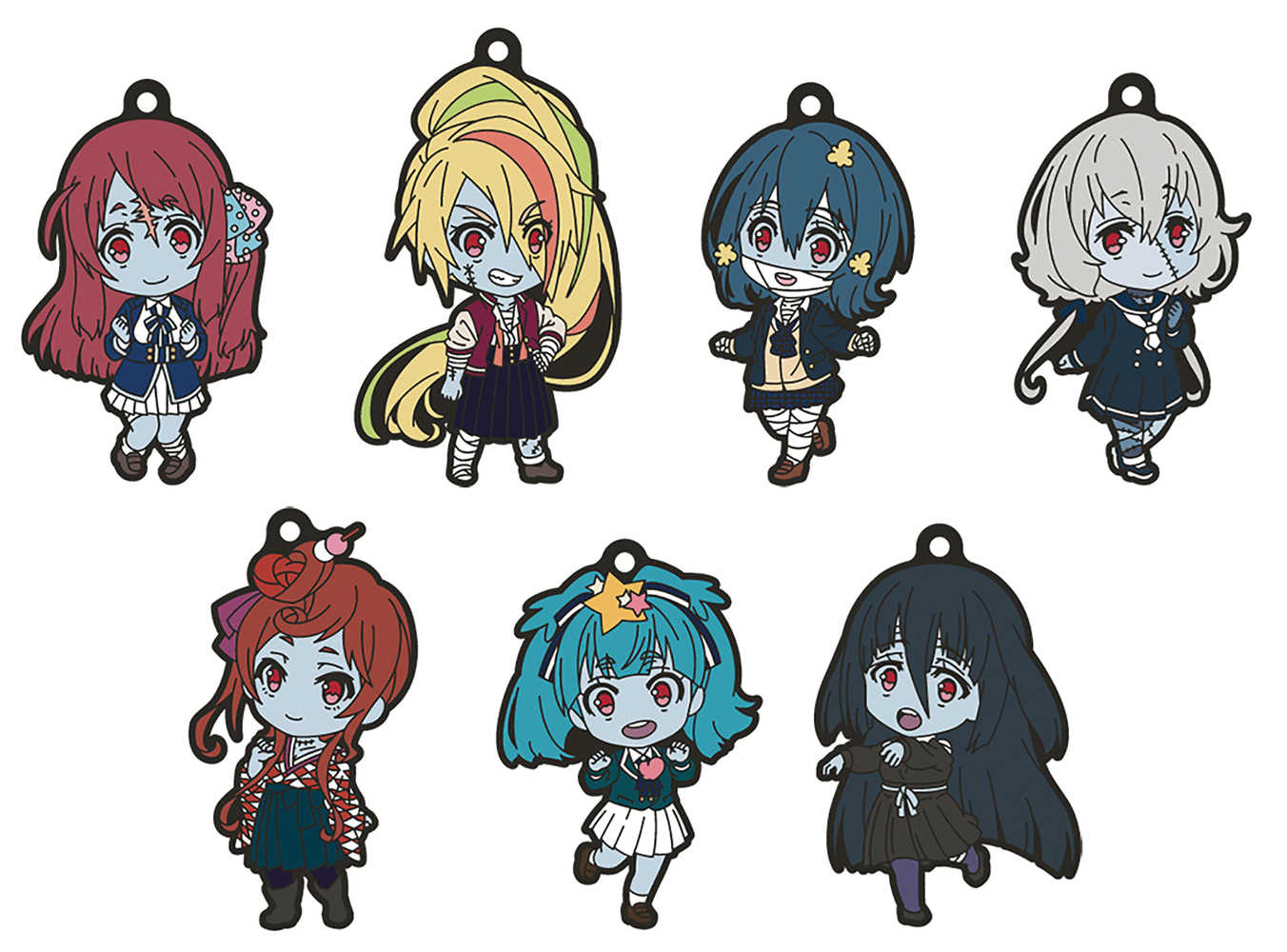 Zombie Land Saga Nendoroid Plus Keychain 7 Pc Blind Mystery Box Display 