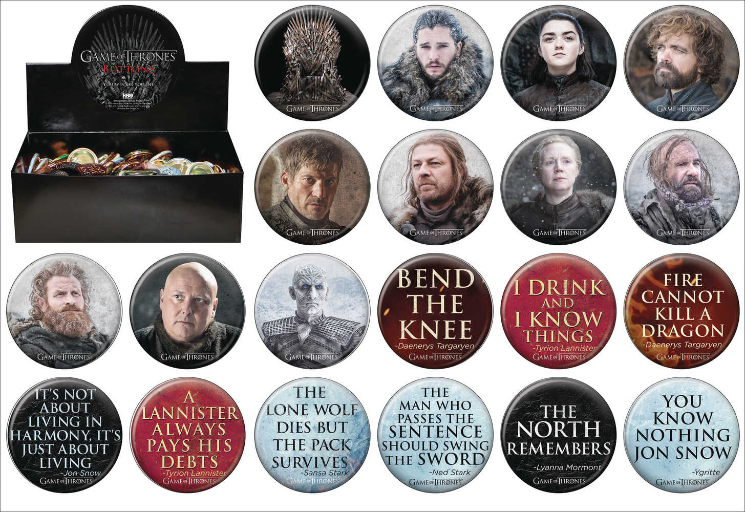 Game Of Thrones 144 Pc Button Display Wave 2 