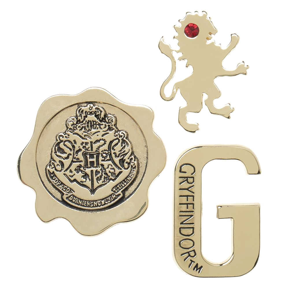 Harry Potter Hogwarts House Gryffindor 3 Pc Lapel Pin Set 