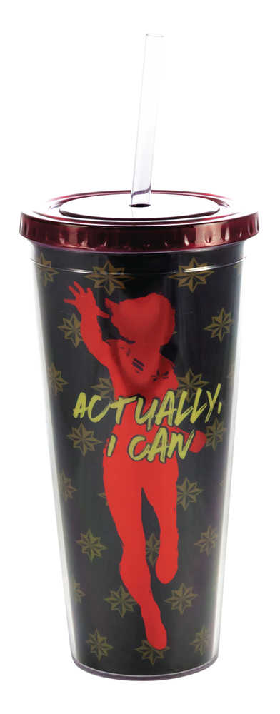 Captain Marvel Actually I Can PVC Tumbler W/Straw