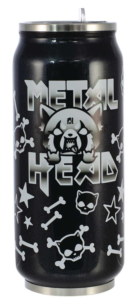 Aggretsuko Black Metal Head Beer Can Bottle