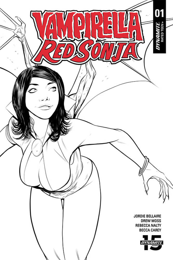 Red Sonja Vampirella #1 10 Copy Moss Black & White Variant Edition 