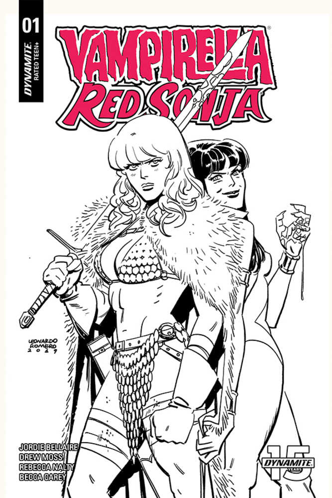 Red Sonja Vampirella #1 40 Copy Romero & Bellaire Black & White Variant Edition (