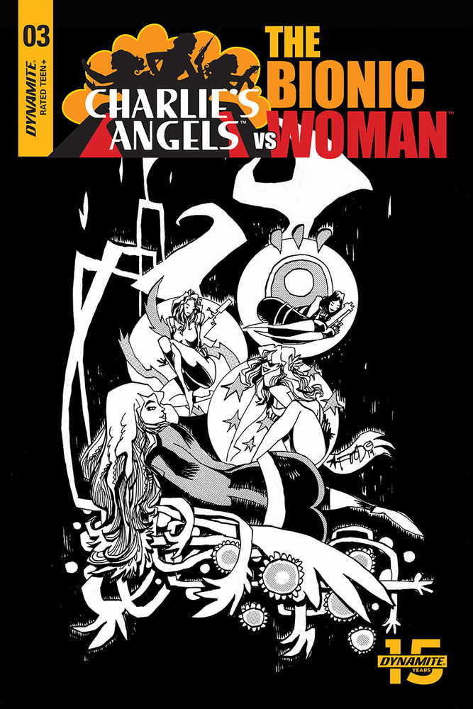 Charlies Angels vs Bionic Woman #3 10 Copy Mahfood Black & White Variant Edition