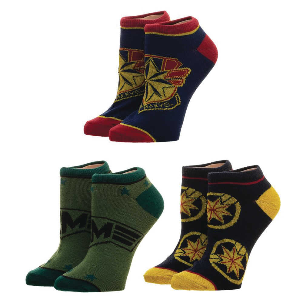 Captain Marvel 3 Pk Ankle Socks