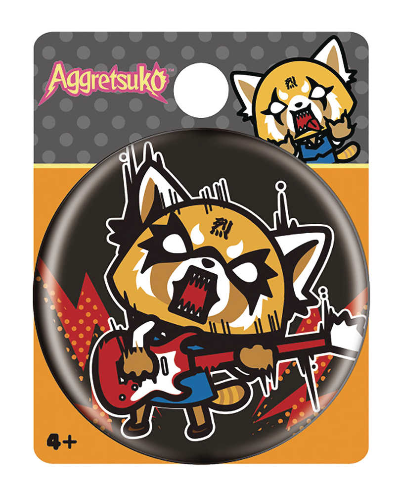 Aggretsuko Rock Out Button Pin 