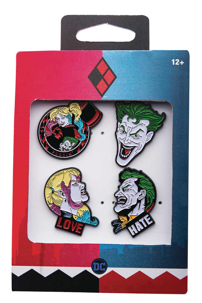 The Joker And Harley 4 Pc Boxed Pin Set 