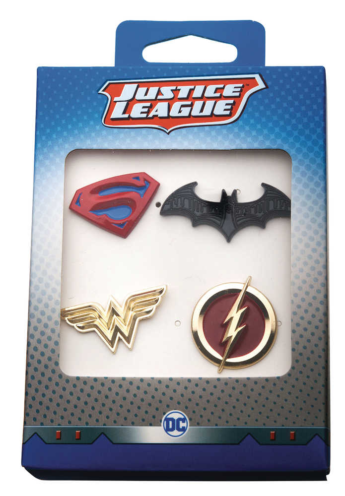 Justice League Logos 4 Pc Boxed Pin Set 