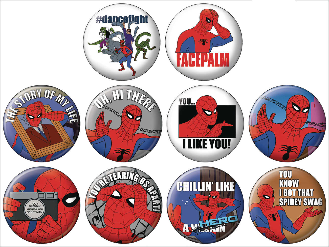 Spider-Man 60 S Cartoon 144 Pc Button Display 