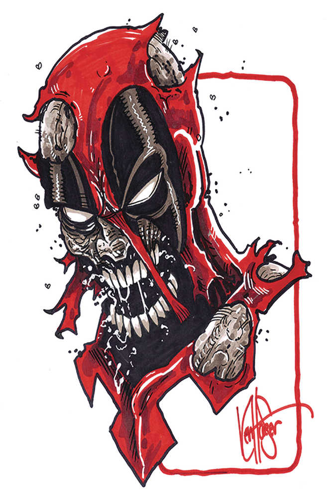 Df Blank Marvel Zombies Deadpool Sketch Signed Rmrk Haeser 