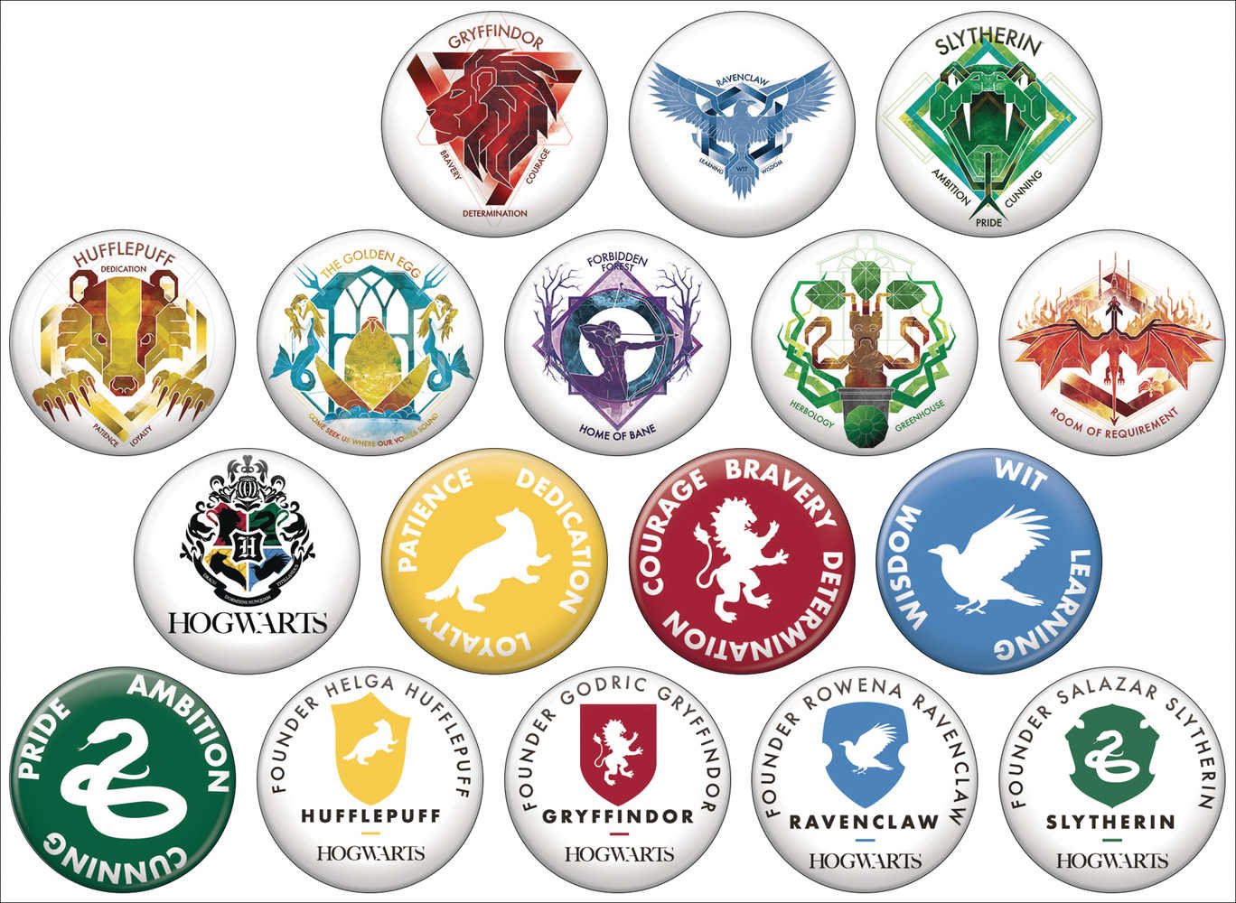 Harry Potter Crests 144 Pc Button Assortment Display 