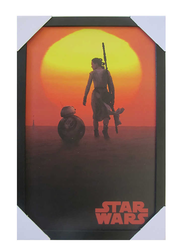 Star Wars Bb8 And Rey Sunset 11 X17 Framed Print 