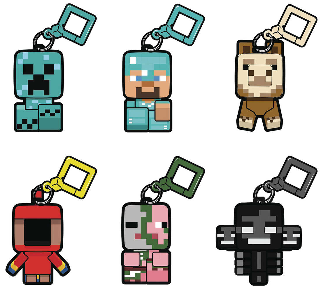 Minecraft Bobble Mobs Backpack Clip Series2 18 Pc Blind Mystery Box Display 