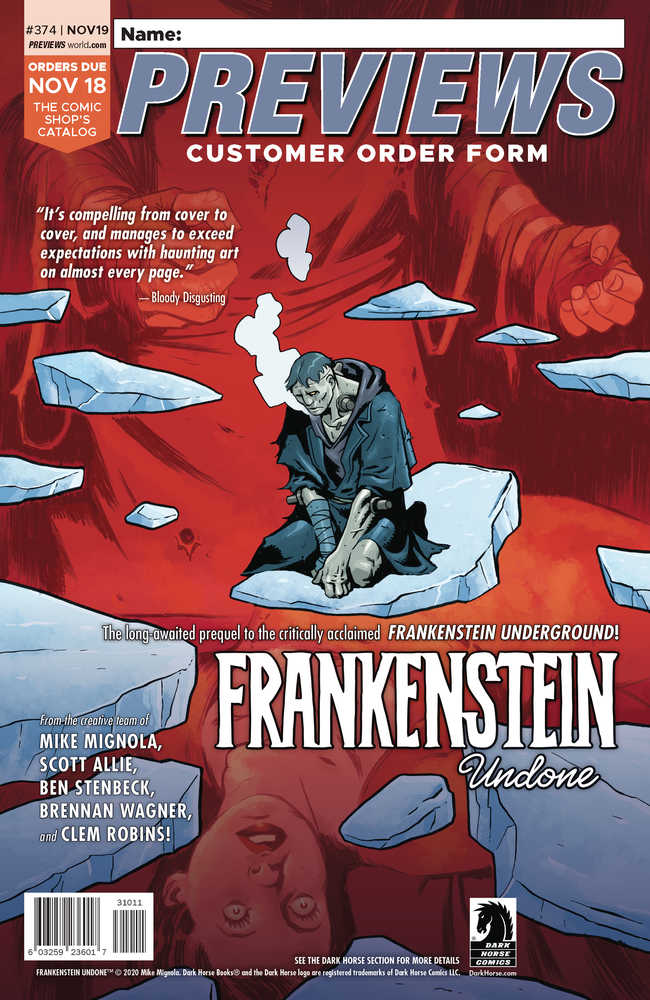 Previews #374 November 2019 Customer Order Form Extras 