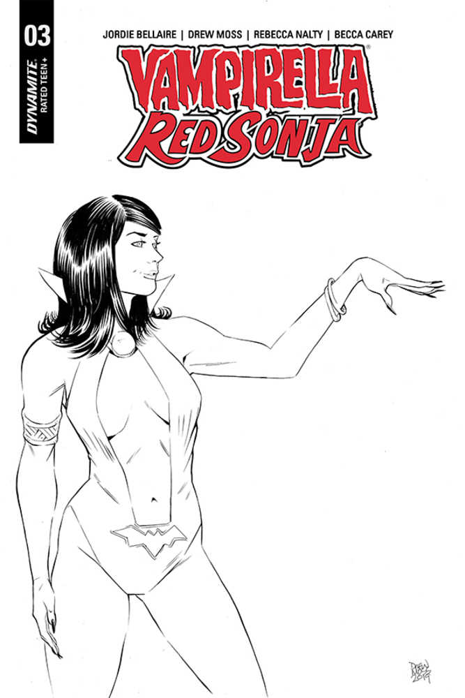 Vampirella Red Sonja #3 10 Copy Moss Black & White Variant Edition