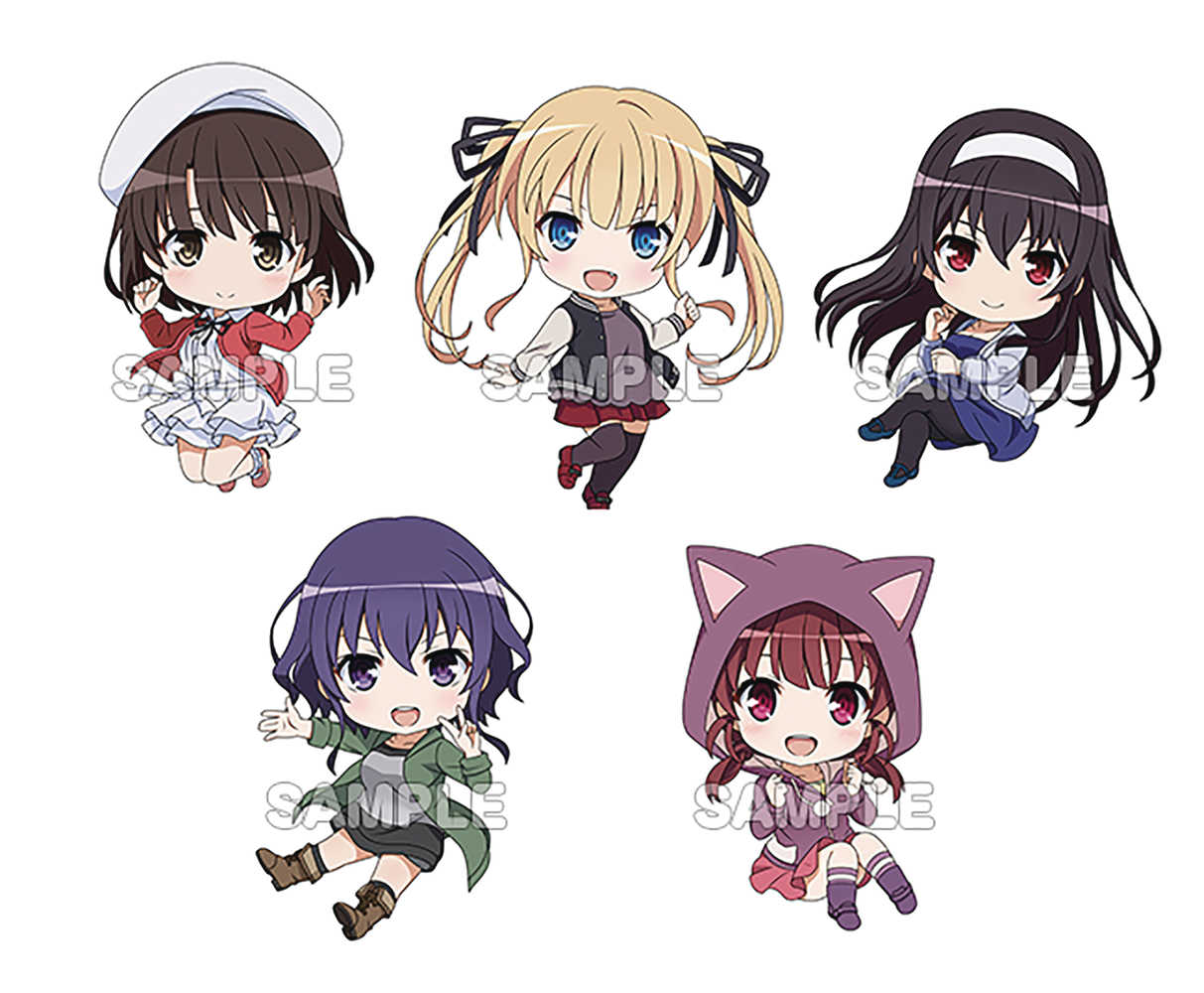 Saekano Boring Girlfriend Nendoroid Plus Keychain 5 Pc Blind Mystery Box Display