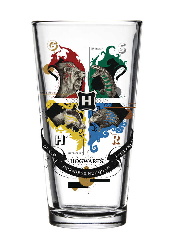 Toon Tumblers Harry Potter Hogwarts Crest Pint Glass 