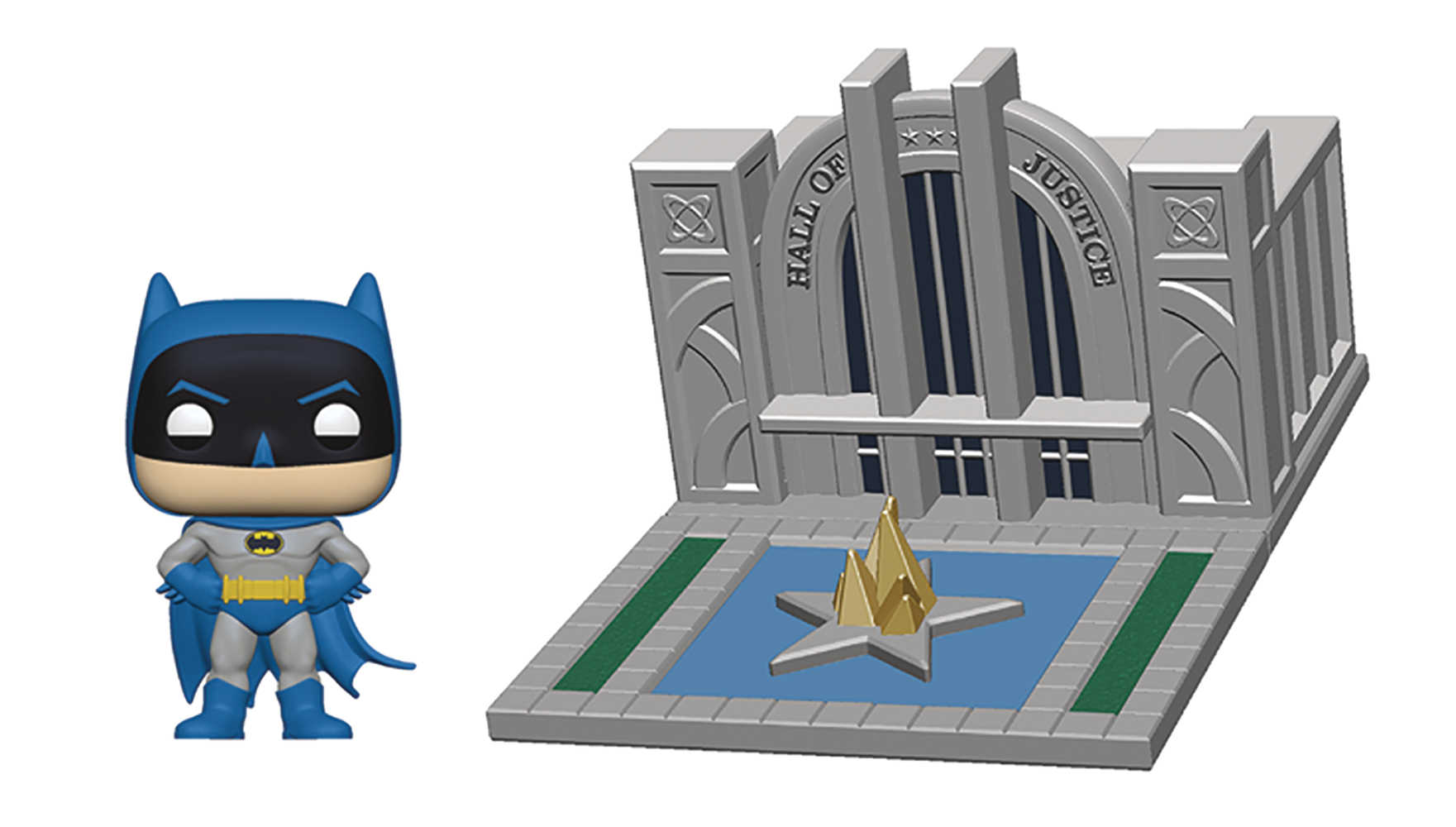 Pop Town Batman 80 Th Hall Of Justice with Batman Vinyl Figure 