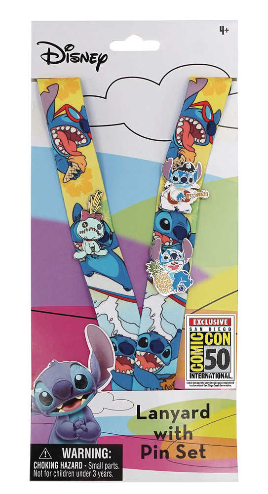 Lilo And Stitch Con Exclusive Lanyard W/3 Pc Pin Set 