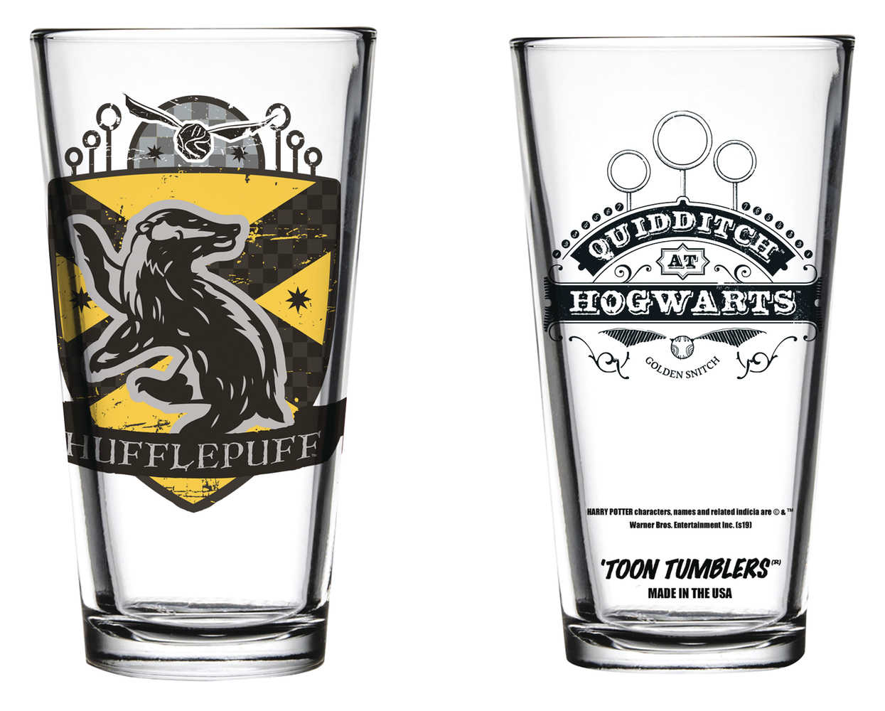Toon Tumblers Harry Potter Quidditch Hufflepuff Glass 