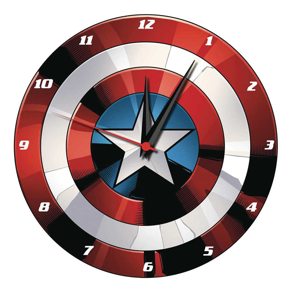 Marvel Captain America Shield 13.5 In Wood Wall Clock