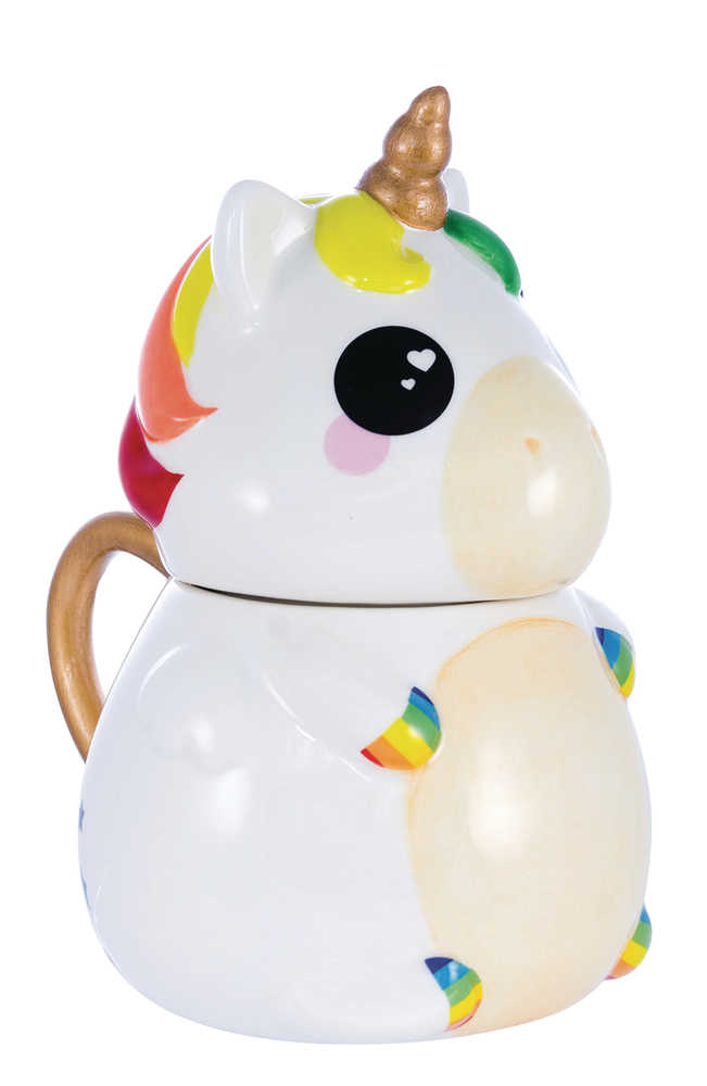 Unicorn with Rainbow Hair Figural Mug W/Lid