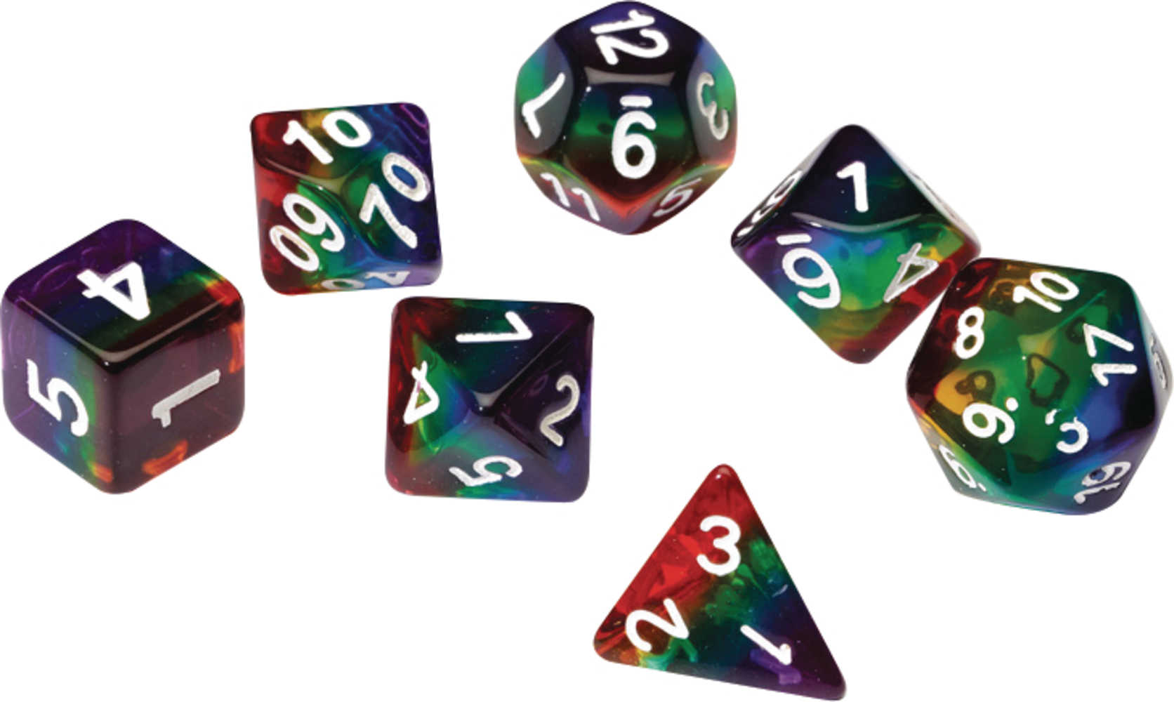 Rainbow Translucent Resin Sirius Dice Set 