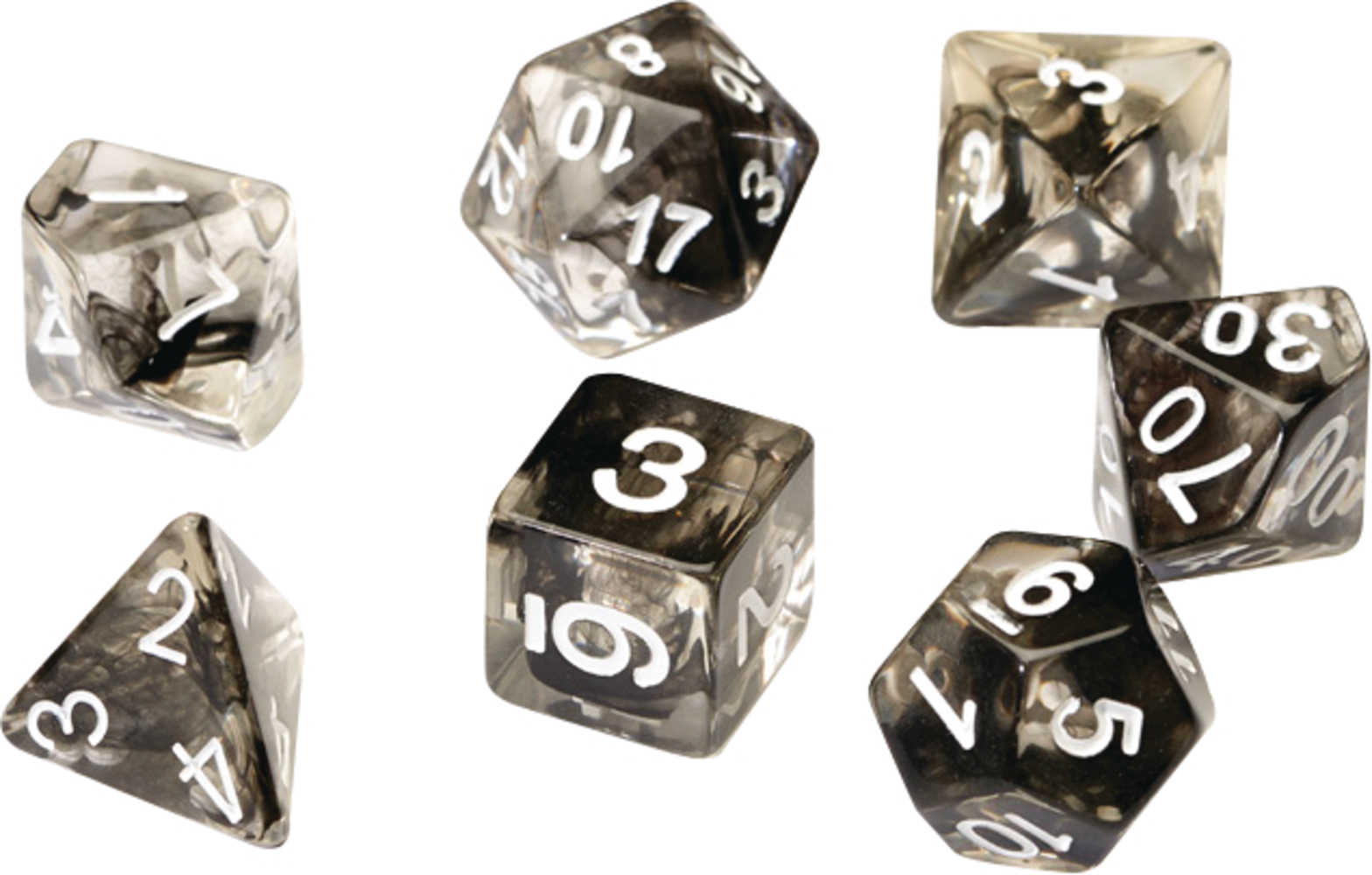 Black Cloud Transparent Resin Sirius Dice Set 