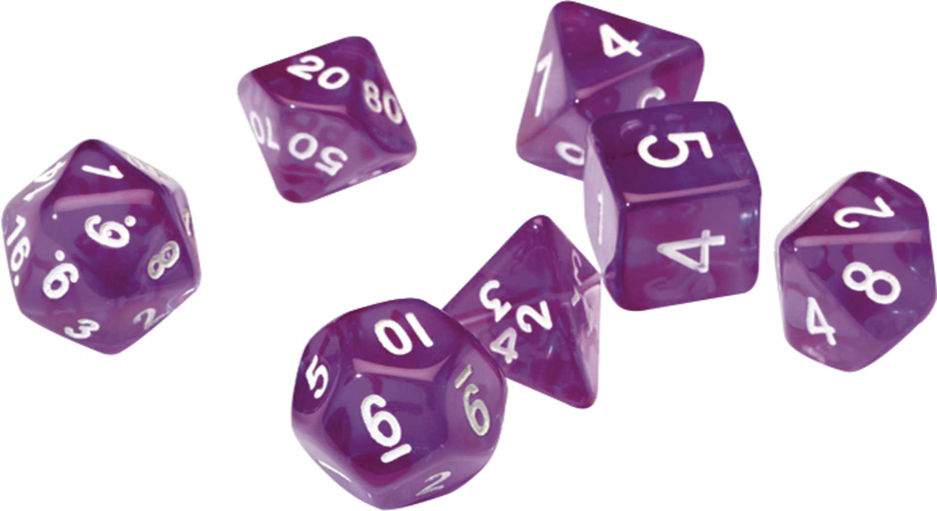 Translucent Purple Resin Sirius Dice Set 