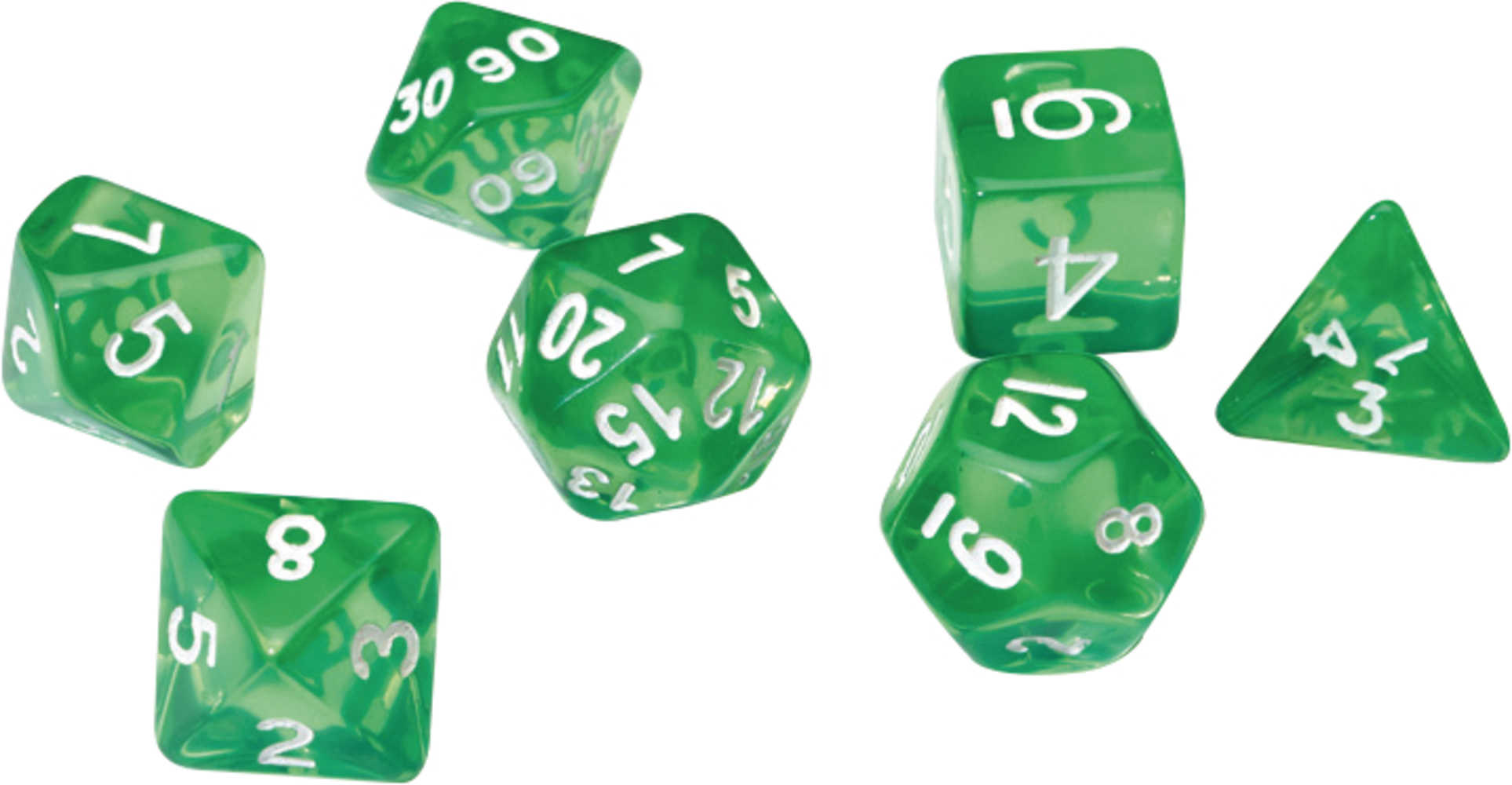 Translucent Green Resin Sirius Dice Set 