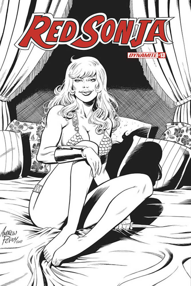 Red Sonja #13 50 Copy Pepoy Seduction Black & White Variant Edition
